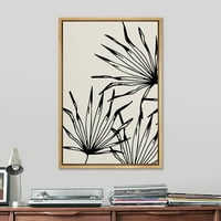 PIXONSINGIGN Framed Platnes Print Wall Art Duotone Minimalna tamna džungla palma za kolaž Sažetak oblika