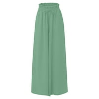Inleife Žene široke pantalone za noge čišćenje ženskih modnih ljetnih ležernih džepova elastične struke