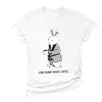 Levmjia vrhovi majice za žene plus veličine za čišćenje Žene Uskršnje zeko ispis majica O-izrez Top