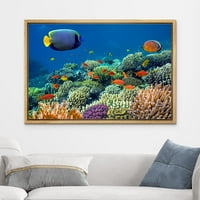 Uokvirena platna Ispis Zidna umjetnost Tropsko podvodno more Koral Reef Ribe Nature Životinje Reelizam Rustikalna scenska pejzažna divljina Zemlja Šareno za dnevni boravak, spavaća soba, ured - 16 x24 prirodni