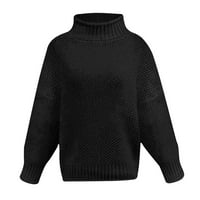 WAVSUF džemperi za žene plus veličine zime casual dugih rukava Čvrsti crni džemperi veličine S