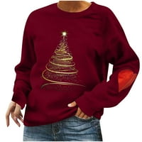 Žene s dugim rukavima Rround vrat Božićni tisak Ležerne prilike, The The Tops pulover bluza hot6sl869722