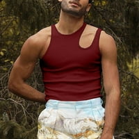 Muške vrhove Moda izdubljena majica od košulje na ramenu na ramenu prsluk XL Vino