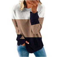 Ersazi ženske modne modne okrugle vrat pulover dugih rukava boja blok tisak casual labav gornji džemper