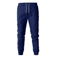 Xinqinghao Lounge Hlače Muške teretne pantalone Ležerne prilike plus veličina više džepnih alata Sportske hlače Teretne hlače Mornarička m