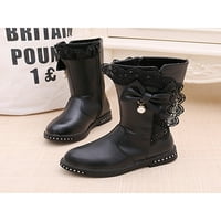 Girls Winter Boot Wide Calf visoke čizme plišane obložene čizme Djeca slatka topla bootie djevojka shinestone