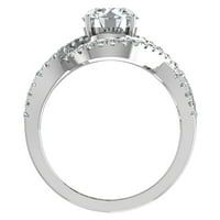 2. CT TW Twirl Diamond zaručni prsten sa kanalnim set Diamonds 18k bijelo zlato