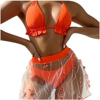 Kupaći kostim za žene kupaći kostim trodijelni podijeljeni kupaći kostim bikini s mrežama suknje