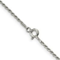 Sterling srebrni rodijumski dijamantski lanac konopa sa 2in loktom. Napravljeno u Italiji QDC020RH-18