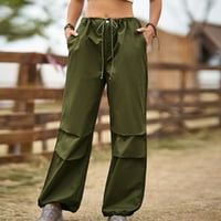 Ženska marka elastična dukserica sa visokim strukom Ležerne prilike Joggers Hlače sa džepom Army Green L