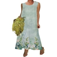 Glonme žene odlaze tiskane casual maxi haljine prsluk boemian ljeto plaža sa ručicama izrez za vrat