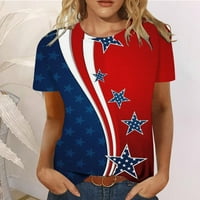 Košulje od 4. jula za žene plus veličine Ženska ljetna casual crewneck kratki rukav T-majice Zastava