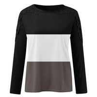 Cleance u $ Cherella Ženska boja Blokiranje majica Okrugli vrat Majica Čipka u šupljinu pulover s dugim