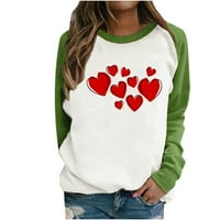 Ženske duksereKretne kožerbene dugih rukava za šivanje ljubavni džemper majica TOP moda XL zelena