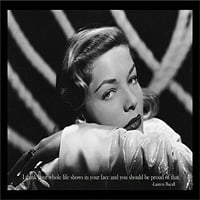 BuyArtForf bez ako PDA 1. Crni pleksi uokvireni Lauren Bacall sa citatom Tribute fotografija Art Print