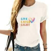 Smijte Light Rainbow Ljubitelj ljubavi Grafička majica kratkih rukava za žene - udobne i trendi ljetne