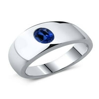 Gem Stone King Sterling Silver Blue stvorio je safir muški prsten