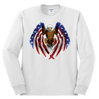 Orao američke krila zastava USA ponos americana američki pride muški majica s dugim rukavima, bijela,