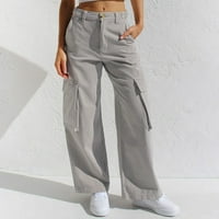 Corashan ženski Y2K visoki struk Slim Retro džepa široke hlače za noge ravne teretne hlače