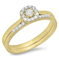 Dazzlingock kolekcija 0. Carat 10k okrugli dijamantski ženski bridal halo angažman prsten CT, žuto zlato,