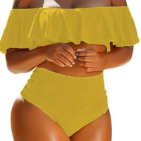 Booker Plus Size Symsuits za žene Split Bikini Off rame Split plaža s ruškom kupaćim kostima