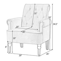 Velvet Club Fotelja, Jednostruka kauč na razvlačenje s gumbom s gumbom za leđa i prebacivanje, stolica