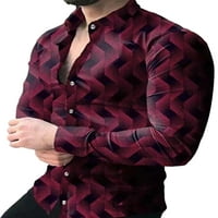 Niuer Muška majica s dugim rukavima Casual 3D print gumb gore majica Osnovni vrhovi