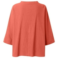 ŽENSKE LJETNE TOP CLEARANCE PRINTNI V- izrez Three Quarter rukava majica Bluza Loose Tops Narančasta