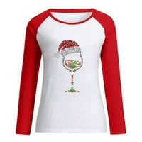 Ženski božićni vrhovi sretne božićne majice Ležerne grafičke tiskane majice slatka plus veličina modnih labavih bluza dukserice