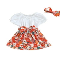 Jaweiwi Toddler Kids Girls Ljetne haljine 2T 3T 4T kratki rukav s ramena cvjetna patchwork haljina s