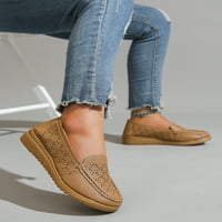 Gomelly Womens Wedge Loafer izdubljene cipele Neklizne natopljene naljutelje prozračne ležerne cipele na otvorenom Khaki 5.5