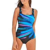 Jedno kupaće kostimi skromno šarene trobojne štampane kostime za kontrolu temmu Ženske kupaće odijela