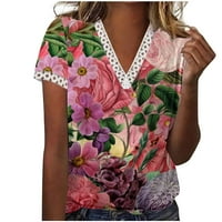 Ersazi za uklanjanje vrhova za žene Ženske proljeće i ljetni casual V-izrez čipke majice Cvijeće i postrojenja