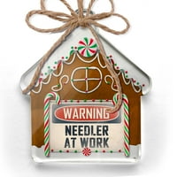 Ornament tiskan jednostrani upozorenje na poslu Vintage Fun Potpiši posao Božić Neonblond