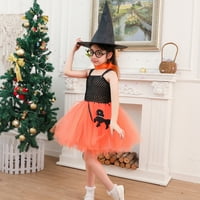 Witch Halloween Party Cosplay kostim set za dječje djevojke haljine + šešir + šal + naočale