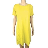 Clearsance Ljetne haljine za žene kratki rukav mini casual a-line pune okrugle dekolte dress Yellow S