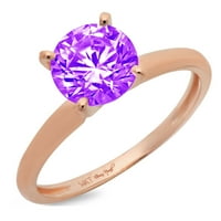 3. CT sjajan okrugli rez CLEAR simulirani dijamant 18K ružičasto zlato pasijans prsten sz 7.25