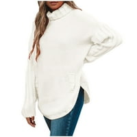 Pad džempera za žene moderno fit džemper pulover za odmor turtleneck kardigan džemper bijeli l