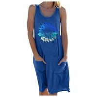 Smihono Ženska haljina za smenu na plaži sa džepom Trendy Plus size bez rukava bez rukava Chrysanthemum