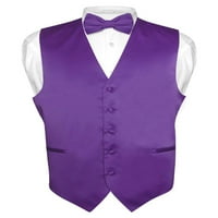 Muški haljina prsluk i bowtie Solid Purple Indigo Color Bowie Set Tie Set XL