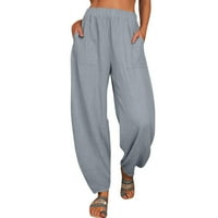 Ženske hlače Ležerne prilike, labavi džepovi od labavih boja elastične hlače za struk duge pantalone vježbanje trčanja joge gamaše