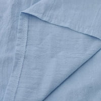 Yyeselk ženski ljetni vrhovi casual rever ovratnik seksi v-izrez košulje modne slatke suncokretove otisak dame pamuk platnene bluze pulover plavi xl