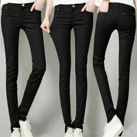 IOPQO ženske hlače Ženske traperice Žene Visoko uspon modna Jean Classic Solid Boja gležnjače Jeans