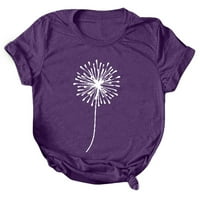 Ljetne košulje za žene Štampanje kratkih rukava O-izrez Lour Purple S