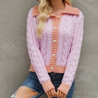 Ženski džemperi Džemper za uklanjanje ramena Ležerni uzorak rukavac pleteni kardigan džemper kaput pletiva