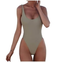 Ženska V-izrez Čvrsta kupaći kostim za kostim bikini kupaći kostimi Podesivi špageti kaiševi za kupanje zeleno xl