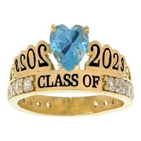 Jackani 14k Žuto zlato simulirani akvamarinski mart Rođenjem Prekrasan diplomski prsten - veličina 5,00