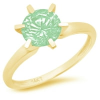 1ct okrugli rez zeleni simulirani dijamant 18k žuti zlatni graviranje izjava bridalna godišnjica Angažovanje