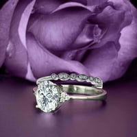 Zasljepljujući minimalistički 2. karat ovalni rez dijamantski moissan zaručni prsten, klasični vjenčani