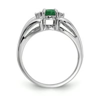Čvrsta 14k bijelo zlato 6x ovalni simulirani smaragdni AAA CZ prsten